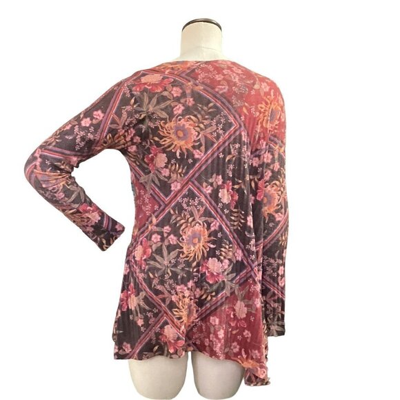 Soft Surroundings Ribbed Knit Floral Swing Tunic Top Sz PM 112E - Picture 5 of 8